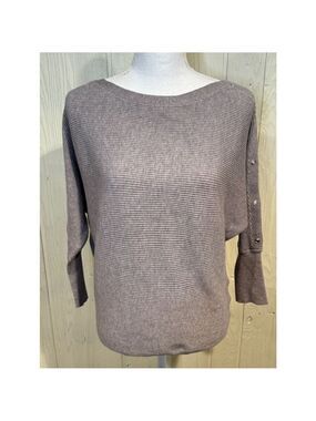 Jennifer Lopez Gray Ribbed Sweater Small